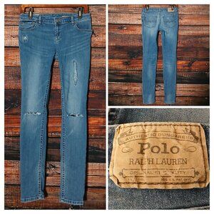 Polo Ralph Lauren Jeans Teen Girls Size 14 Jemma Super Skinny Distressed Denim